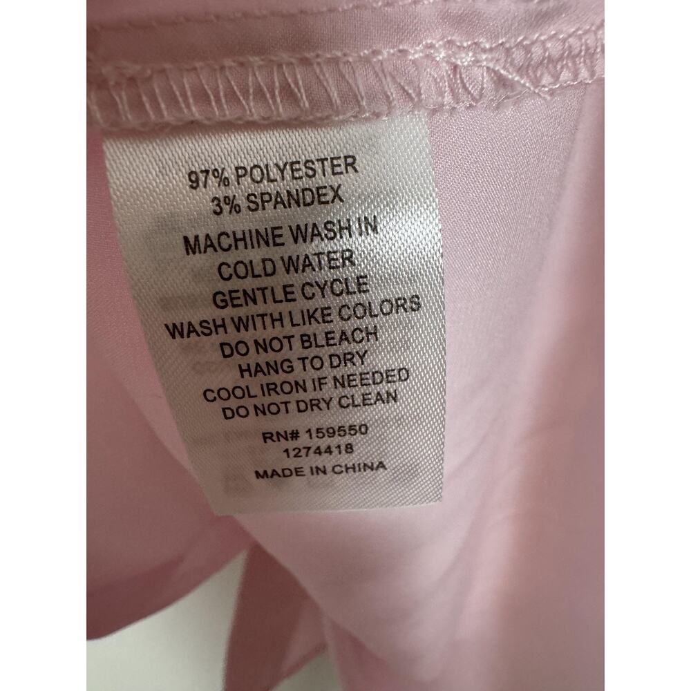 Soft Pink Satin Shirt Womens Medium Button Front Long Sleeve Top Maison D'Amélie - Picture 3 of 7